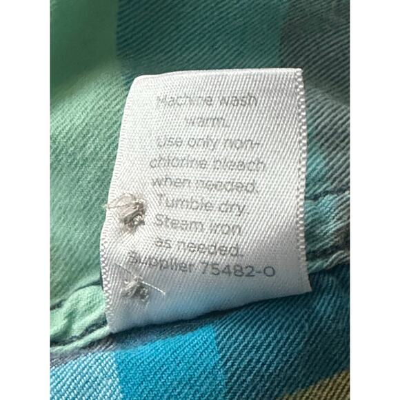 Old Navy Plaid Button Down Shirt Teal Blue Green Check – Women’s XL 100% Cotton - Picture 5 of 5